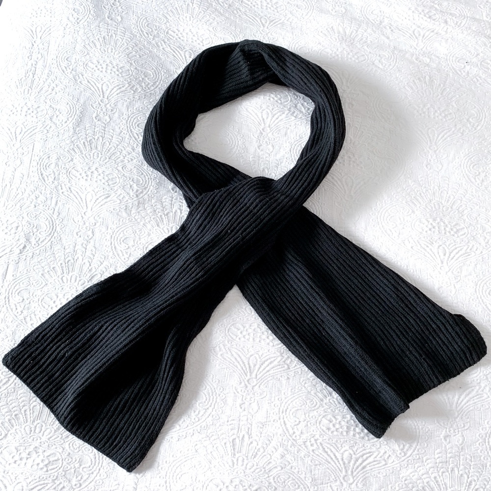 Gap Black Wool Blend Ribbed Scarf